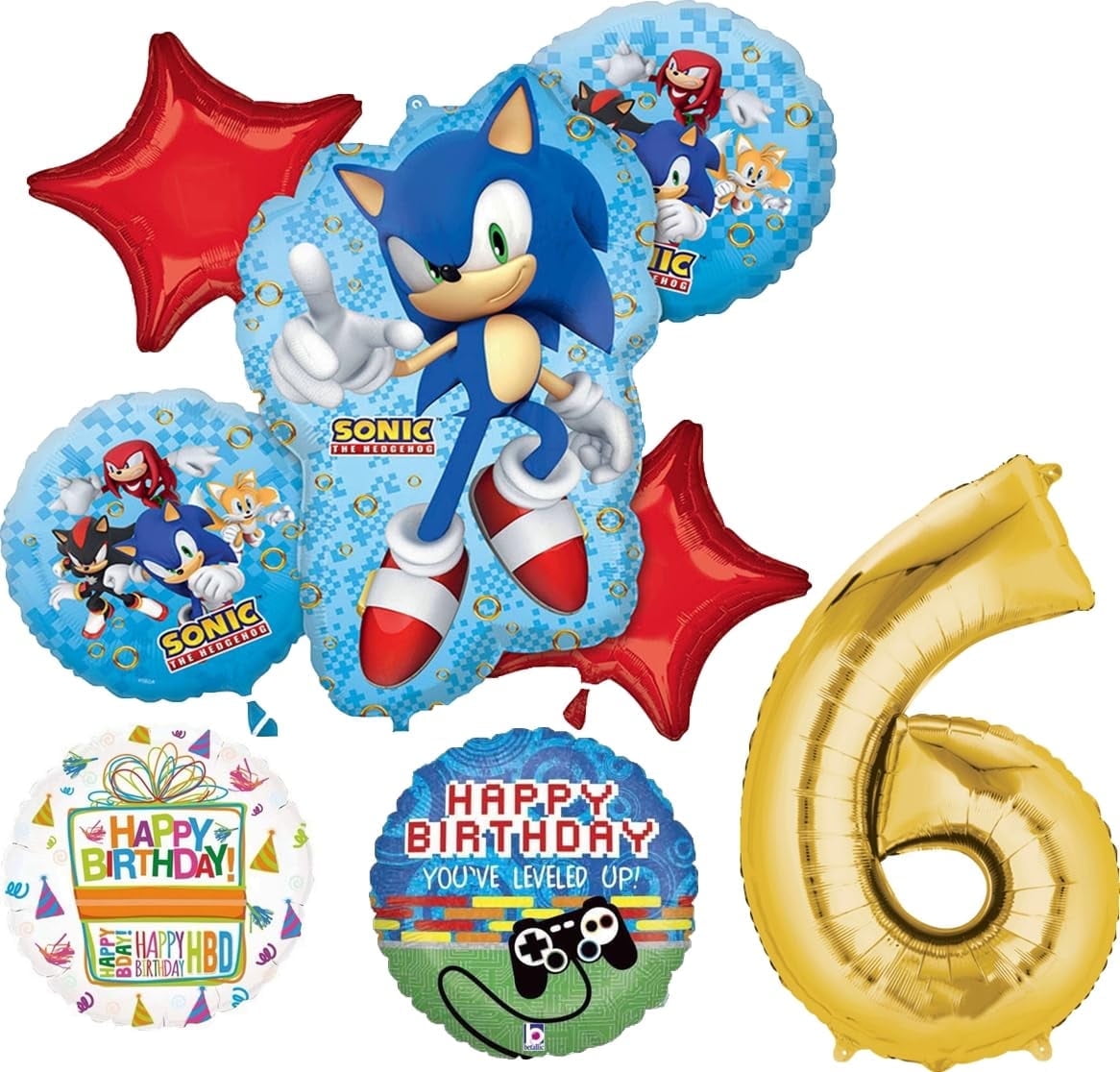 Anagram Sonic Video Gamers 6th Birthday Party Supplies Hedgehog Foil Balloon Bouquet Decorations