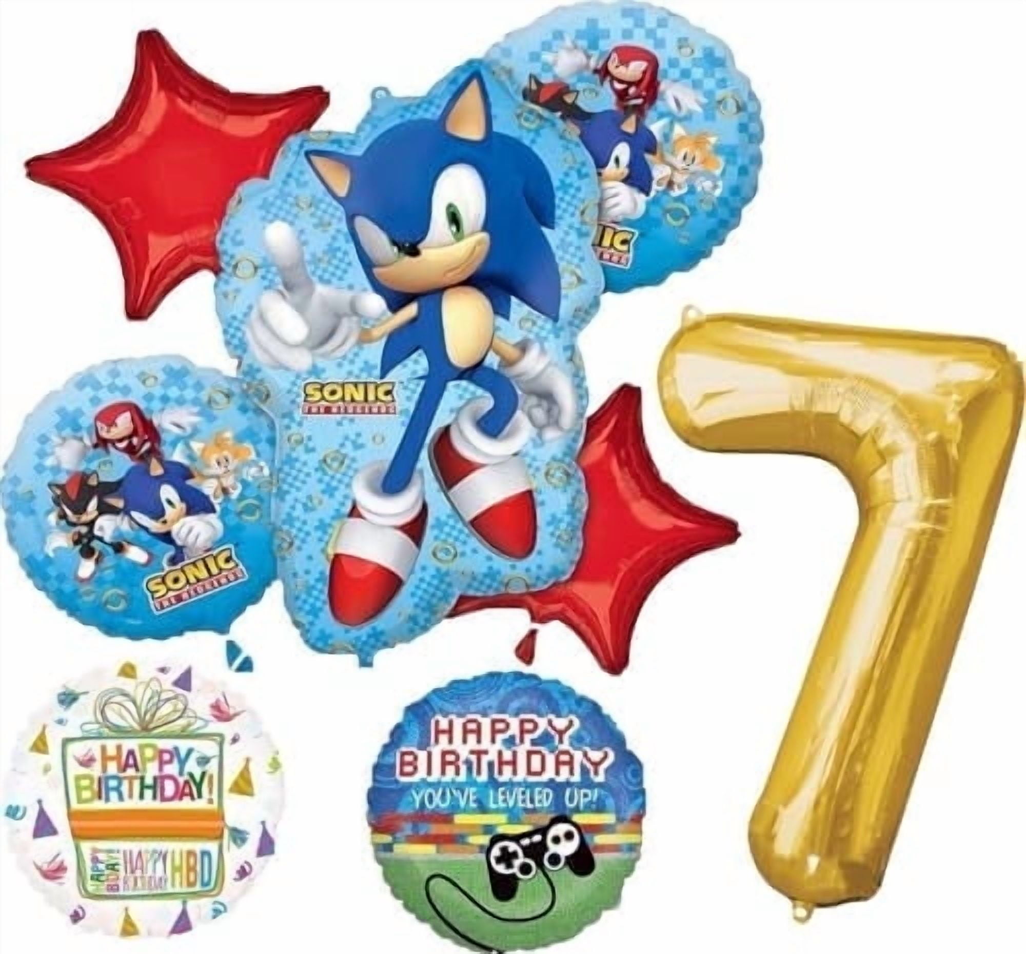 Anagram Sonic Video Gamers 7th Birthday Party Supplies Hedgehog Foil Balloon Bouquet Decorations