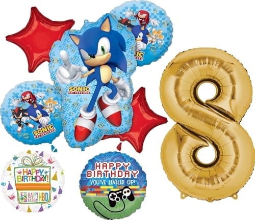 Anagram Sonic Video Gamers 8th Birthday Party Supplies Hedgehog Foil Balloon Bouquet Decorations