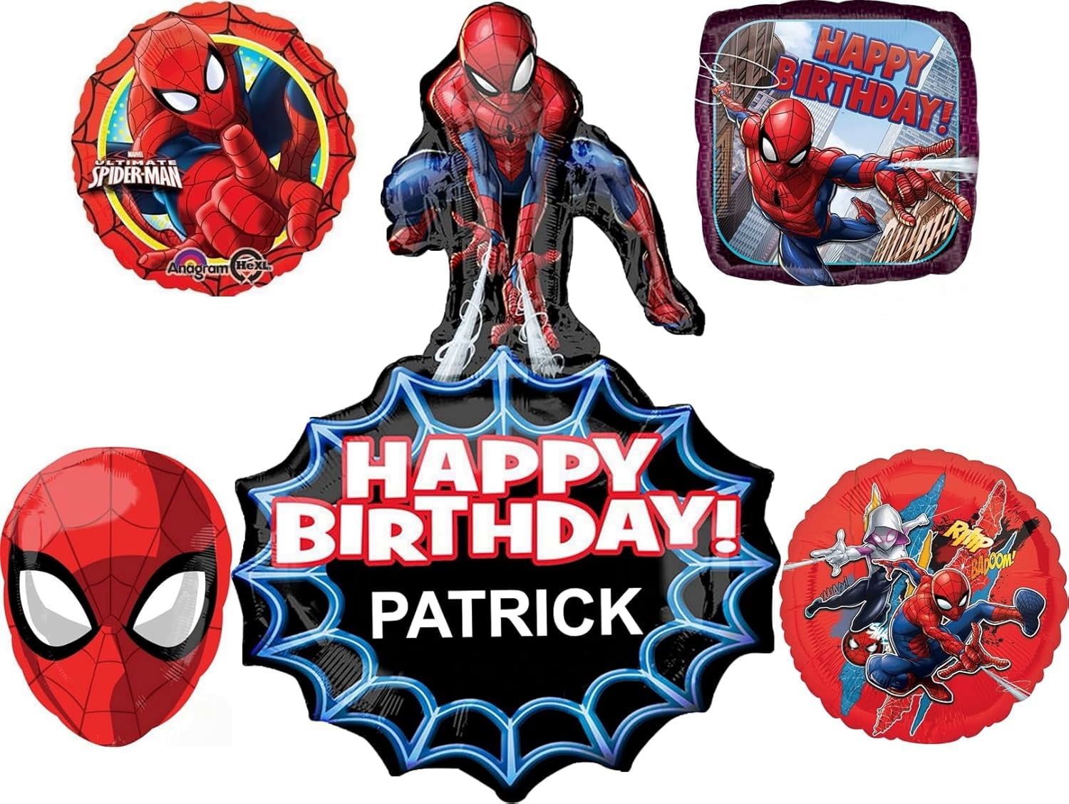 Anagram Spider-Man Personalized Birthday Party Supplies Balloon Bouquet Decorations