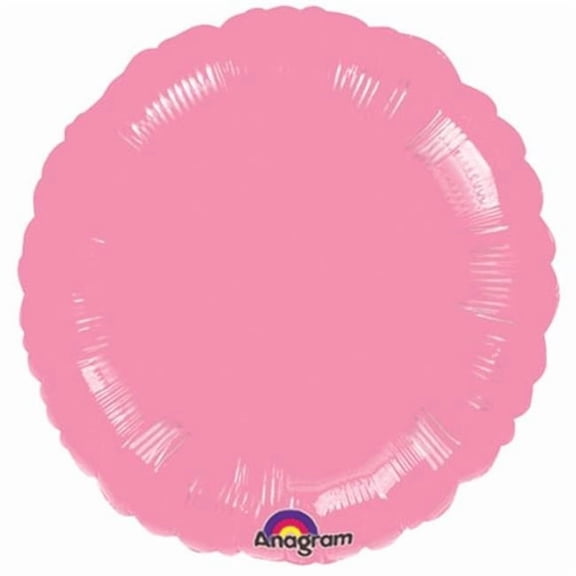 Anagram Standard Solid Metallic Shiny Mylar Pink 18" Round Foil Balloon