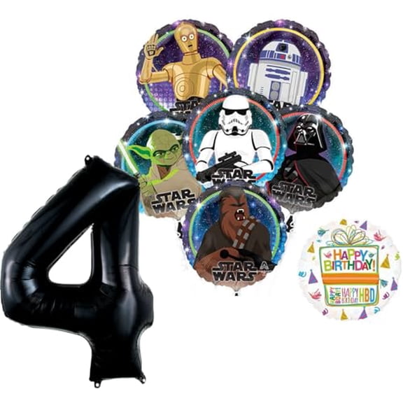 Anagram Star Wars 4th Birthday Party Supplies Balloon Bouquet Decorations