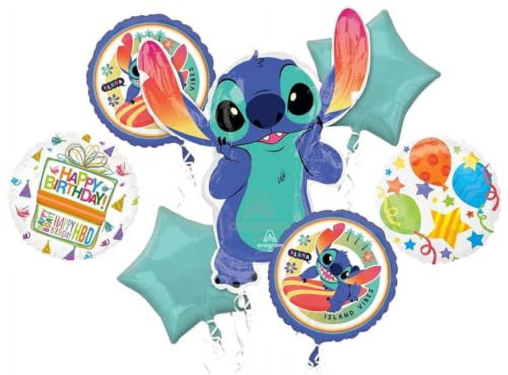 Anagram Jumbo & Round Foil Balloons, Multicolor Stitch, 7 oz, 7 Count