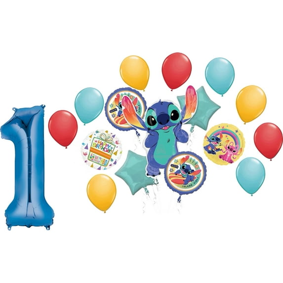 Anagram Stitch Boy Theme 1st Birthday Party Foil and Latex Balloon Decorations