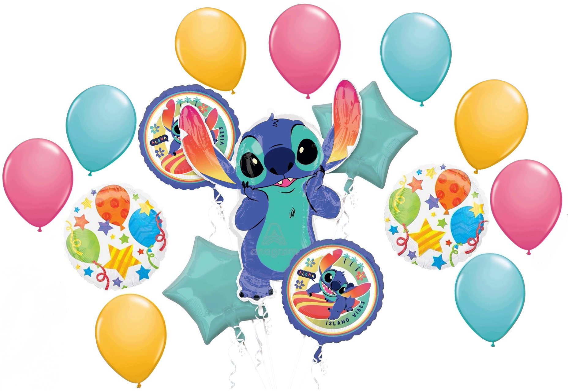 Stitch Girl Theme Birthday Party Foil and Latex Balloon Decorations