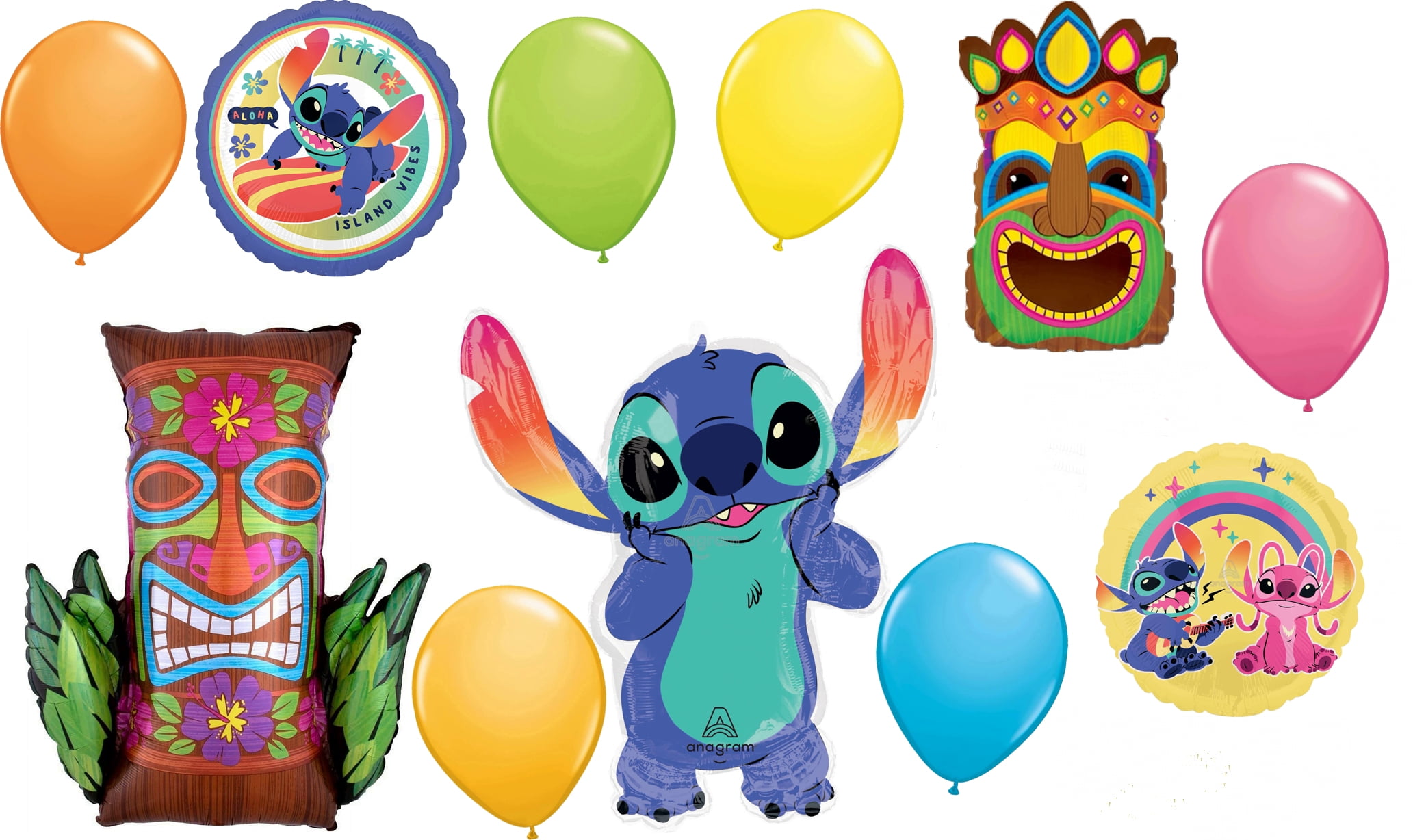 Anagram Stitch Tiki Hawaiian Theme Birthday Party Balloon Decorations 11pc