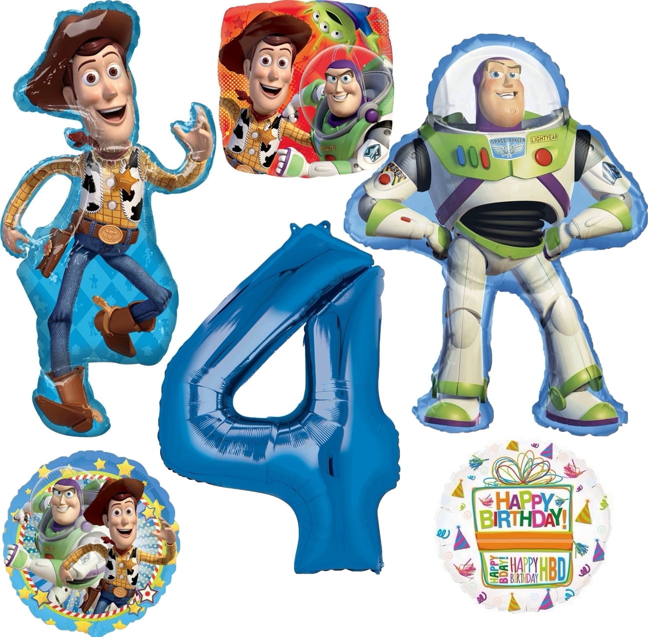 Toy Story Woody and Buzz Lightyear's 4th Birthday Party Supplies Balloon Bouquet Decorations