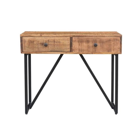 Anaheim 2-Drawer Console Table in Contemporary Natural Finish on Solid Wood
