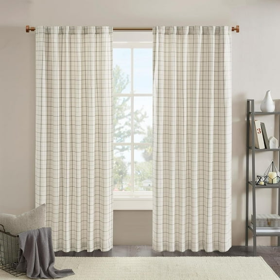 Anaheim Cabin Plaid Curtain Window, Thermal Insulated Fleece Lining, Living Room Decor Room Darkening Drape for Bedroom, 1-Single Panel Pack, 50" x 84", Rod Pocket, Natural