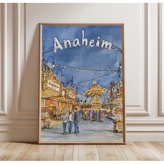 Anaheim Castle Vintage California Art Travel Paper Print, Unframed Paper Print