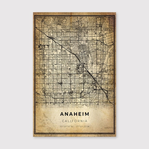 Anaheim City Map Art: Modern Vintage Printfor Living Room Bedroom Office Farmhouse Neutral Home Artwork Ready to Hang 8x12 inch