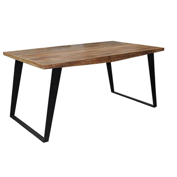 Anaheim Dining Table in Modern Natural Finish on Solid Wood with Iron Base