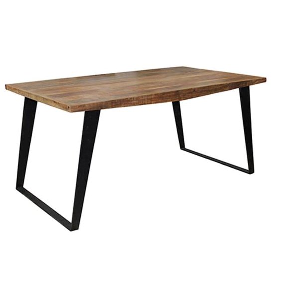 Anaheim Dining Table in Modern Natural Finish on Solid Wood with Iron Base