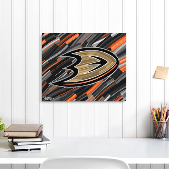 Anaheim Ducks Stretched 16" x 20" Embellished Canvas Giclee Print - Art by Charlie Turano III - Fanatics Authentic Certified