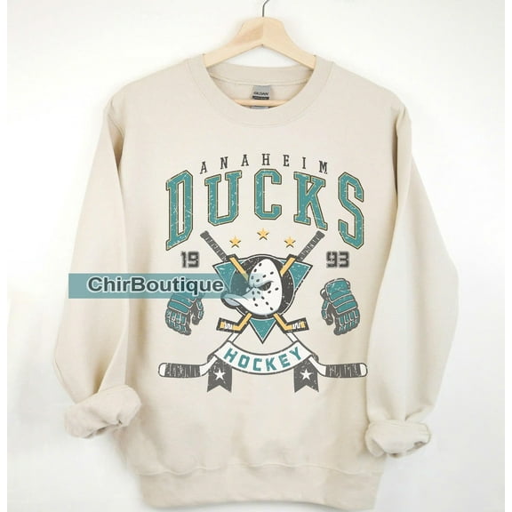 Anaheim Hockey Vintage 90s Sweatshirt, Ice Hockey Shirt, Ice Hockey Crewneck, Ducks Fan Gift Unisex Shirt ,Sand Color,Size M