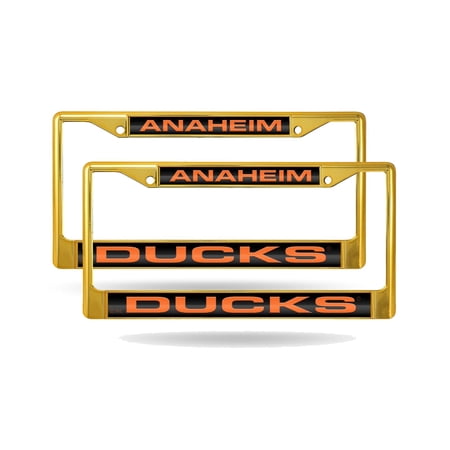 Anaheim Hockey Duck's (Set of 2) Gold Painted Metal Laser Cut License Plate Frames