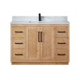 thumbnail image 1 of Anais 48" Wood Vanity in Light Brown with White Composite Stone Top no Mirror, 1 of 11