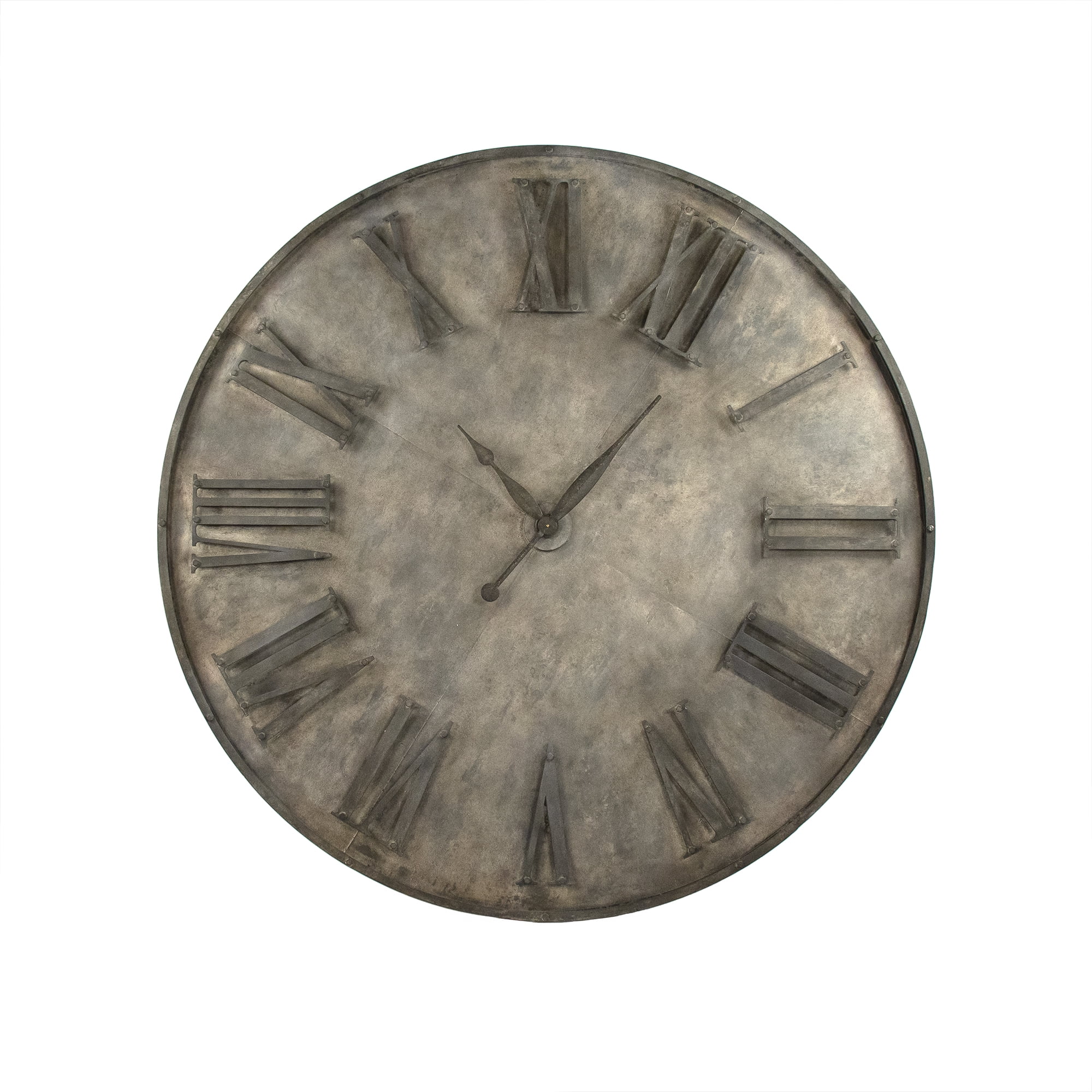 Zentique EZT170606 Round Distressed Metal Clock with Plated Roman ...