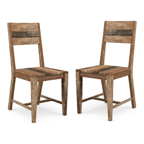 Furniture of America Pluto Solid Wood Dining Chair in Natural Tone (Set of 2)