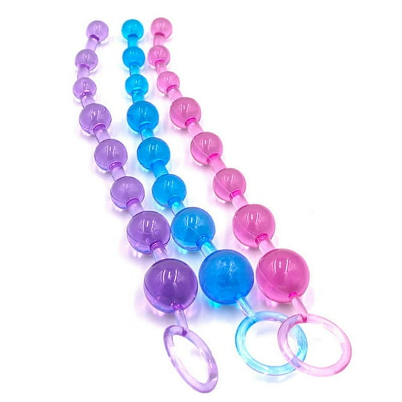 Anal Beads Long Hard Silicone Butt Adult Toy Flexible Increasing Size 3-Colors