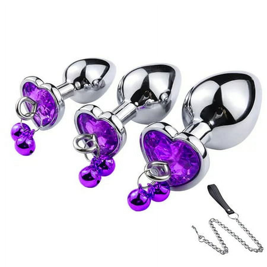 Anal Butt Plug 4 Piece Set, Anal Jewelry Metal Anal Plug and Metal Chain Trainer  Kit Adult Sex Toys for Beginners Advanced User Women Men 