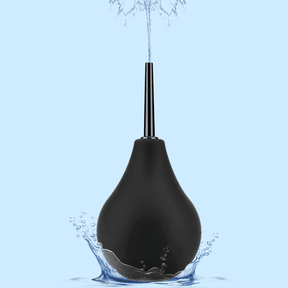 Anal Douche Enema Bulb Kit 7.6oz Clean Anal Douche for Men Women Reusable Enemas Bulbs with 3 Replaceable Nozzle Black 2Pcs