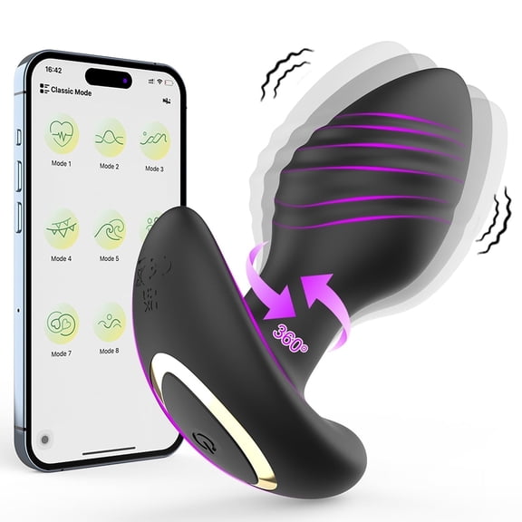 Anal Plug Vibrtaor, 360 Rotation Sex Toys, APP Remote Control Butt Plug Anal Toy with 9 Vibrating Mode, Sex Toys for couples Men & Women