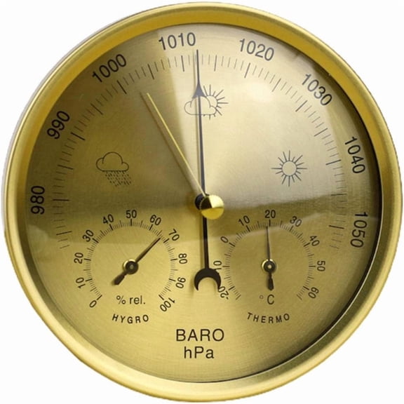 Analog 3-in-1 Barometer Weather Station Gold 5.2 Inch