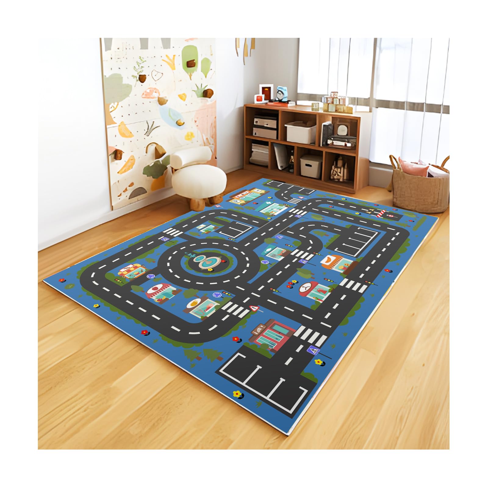 Analog ABC Kids Rug Playroom Car Play Mat City Life Road Rug for Cars ...