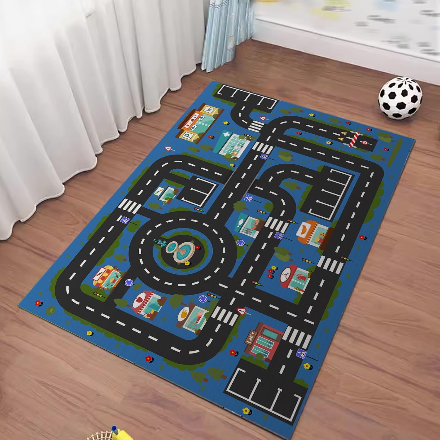 Analog ABC Kids Rug Playroom Car Play Mat City Life Road Rug for Cars ...