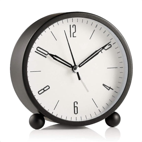 Analog Alarm Clock,4 Inch (Approx. 10.2 Cm) Round Alarm Clock, No Tick