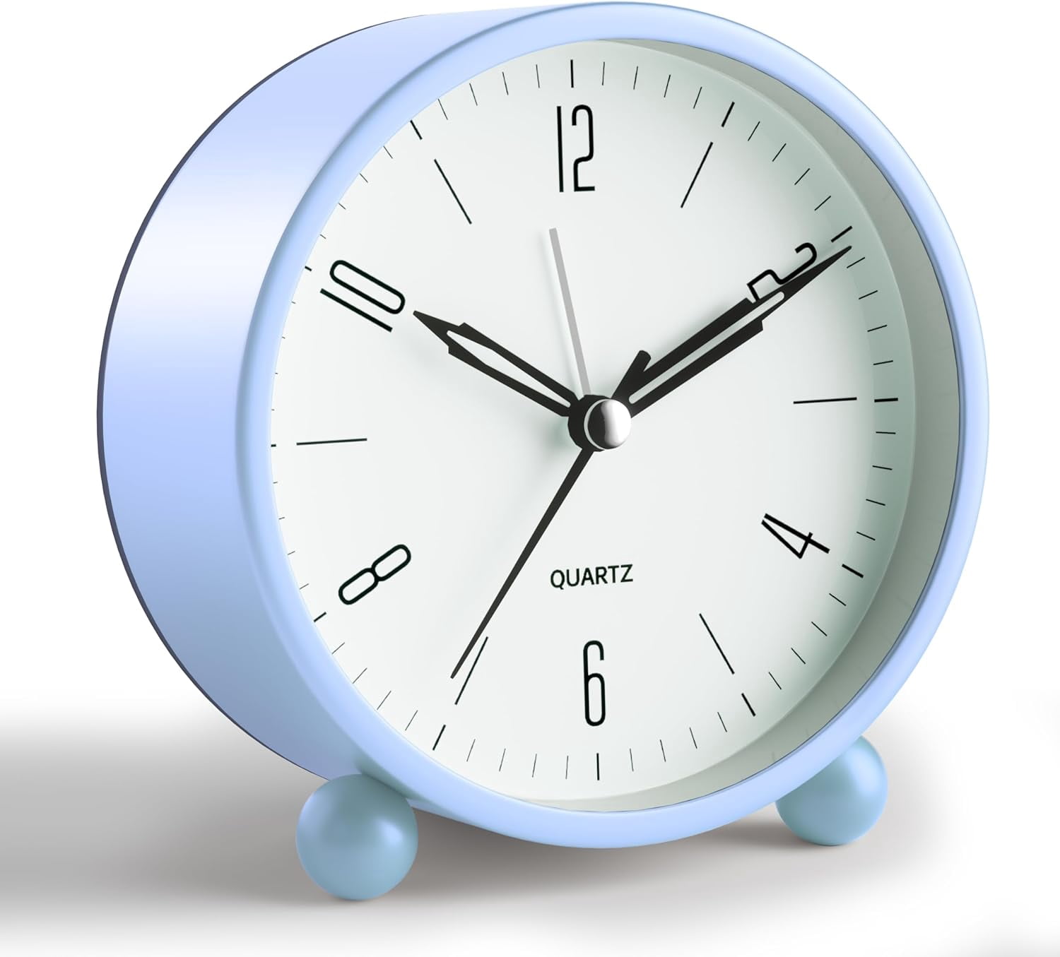 Analog Alarm Clock, 4 inch Super Silent Non Ticking Small Clock with ...