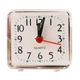 thumbnail image 1 of Analog Alarm Clock, Alarm Clock Battery Powered, 3X3 in Square, White Face, Clear Casing, Student Use, Bedside Placement, 1 Pc, 1 of 8