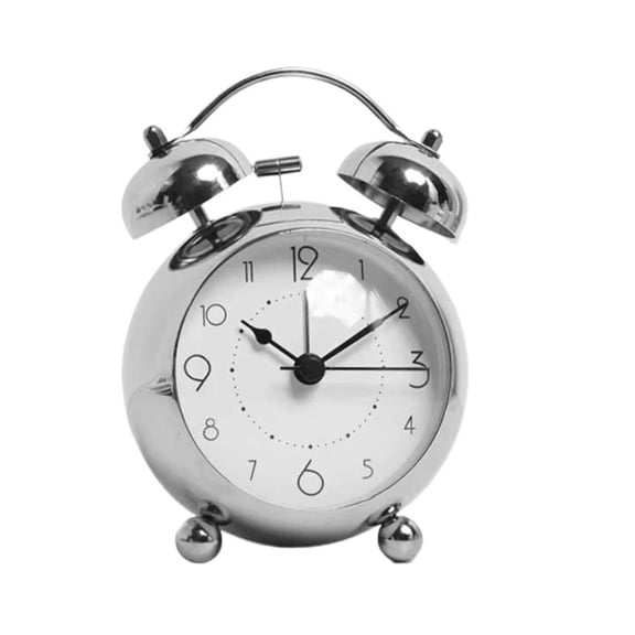 Analog Alarm Clock Gray Silent Non Ticking Clock for Bedroom Living Room School Desktop Multifunctional Students Alarm Clock