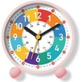 thumbnail image 1 of Analog Alarm Clock for Kids: Telling Time Teaching Clock for Kids, Learning Clock with Colorful Dial, Clock to Teach Kids How to Tell Time, Battery Operated Kids Alarm Clock with Back-Light (Pink), 1 of 8