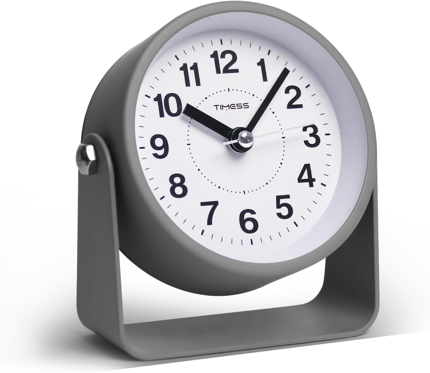 Analog Alarm Clock, Silent Non-Ticking Quartz Movement, Battery-Operated with Snooze & On-Demand Light, Easy to Set Gentle Wake Bedside Desk Clock, Ideal for Home, Travel, Office (Gray)