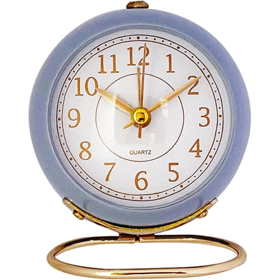 Analog Alarm Clocks,4 inch Super Silent Non Ticking Small Clock,Retro Backlight Cute Simple Design Small Desk Clock with Night Light,Battery Powered,for Kids,Bedroom,Travel,Bedside Desktop, Blue