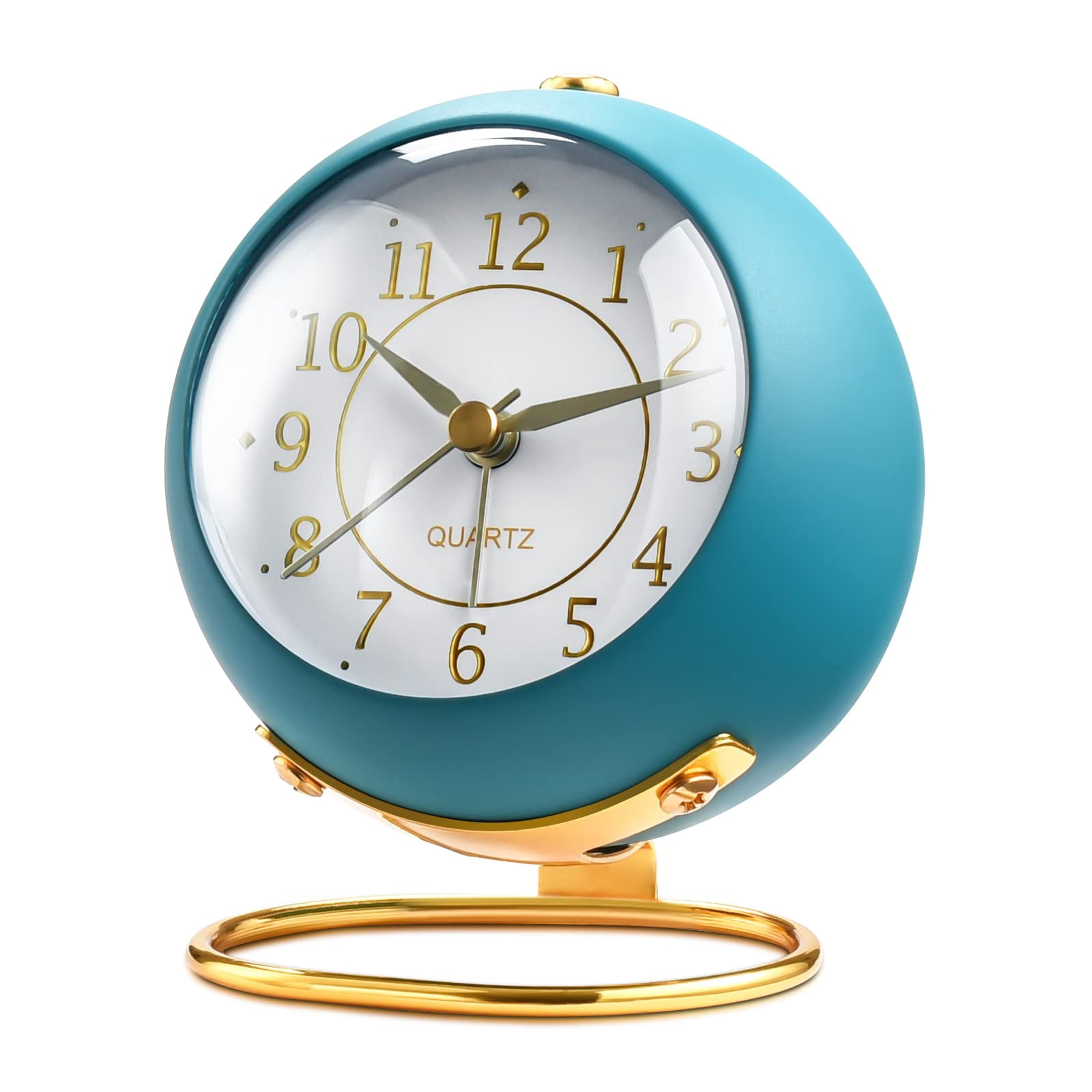 Analog Alarm Clocks Retro Backlight Cute Simple Design Small Desk Clock With Night Light Silent Non-ticking For Bedroom Travel Kitchen Bedside Desktop. (blue)