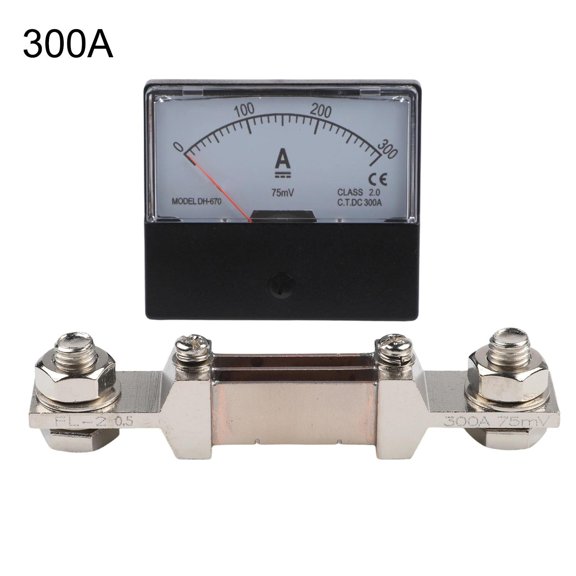 Analog Amp Meter Gauge DH-670 Ammeter DC 0-200A/300A/75mV and Shunt Panel Ampere