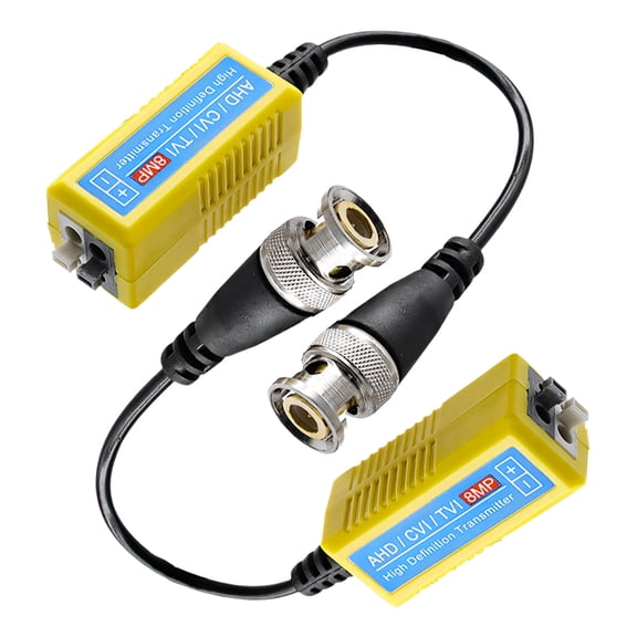 Analog Camera Converter Set With BNC Ends, Twisted Pair Contacts, CCTV Balun Units for Retail Security Cabling, Clean Wire Routing