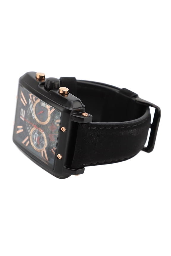 Analog Chronograph Business Watch Mechanical Style Men's Watch with 30m Water and PU Leather Strap for Formal and Informal Occasions