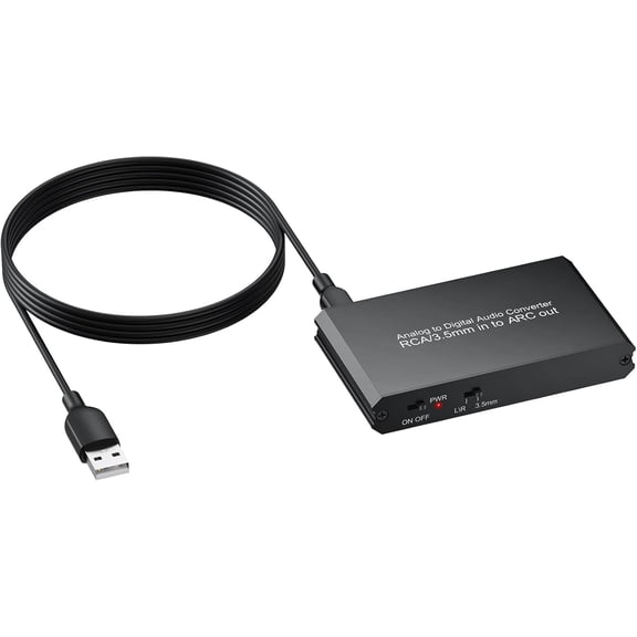 Analog to Digital Audio Converter - 3.5mm to ARC, RCA to ARC for Old TV,Computer,MP3 Player,Projector to Soundbar ARC Stereo Sound,Pro Chip,Dual Analog Inputs,Plug-Play for Home Audio Party