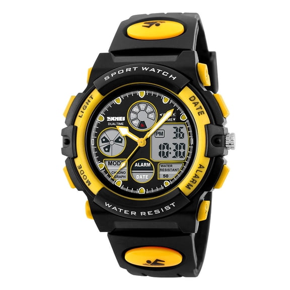 Analog Digital Multifunction Watch, Alarm Chronograph Waterproof 30M Sport Watch, Rubber Strap with Backlight for Hiking Running Cycling