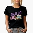 thumbnail image 1 of Analog Girl, Retro 90s Hit Cassette Tape or Millennial Art Merch Gift, Black T-Shirt, Large, 1 of 5