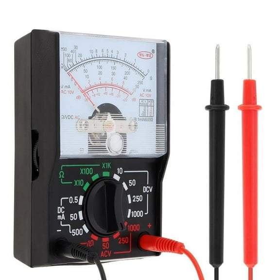 Analog Multimeter Voltmeter and Ammeter, 1000V AC/DC Voltage Tester with Leads and Battery for DIY