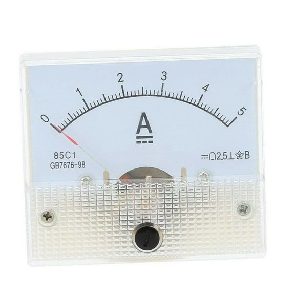 Analog Panel Meter 85C1 DC Ammeter Voltmeter Gauge GB/T7676-98 Class 2.5 for Industrial Test Measurement White Face Rectangular Shape(0-5A)