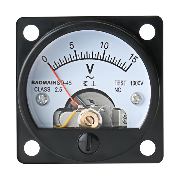 Analog Panel Meter Voltmeter Gauge SO-45 Black 0-15V Round