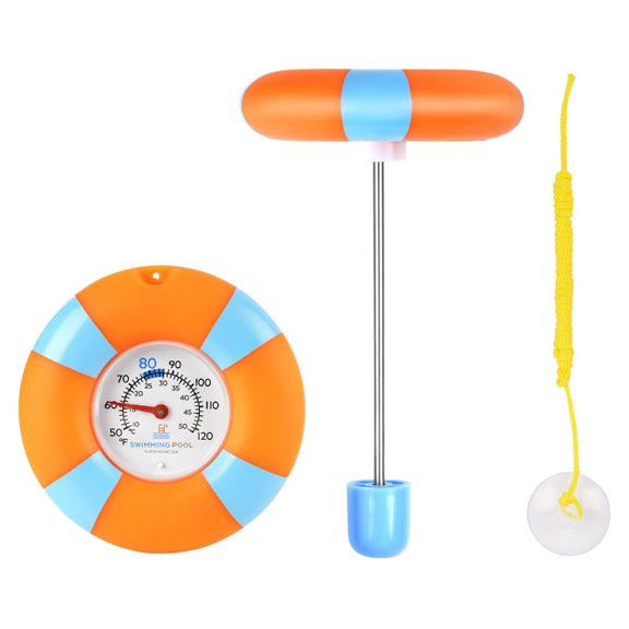 Analog Swimming Pool Temperature Meter with Floating Circlet, Metal Probe, and Hanging String for Hot Tubs Spa Pond Temperature Checks