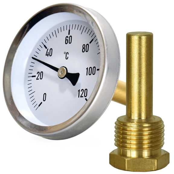 Analog Thermometer Bimetallic Thermometer Copper Sleeve 56mm Dial Diameter 63mm Easy Reading Thermometer With Brass Sleeve