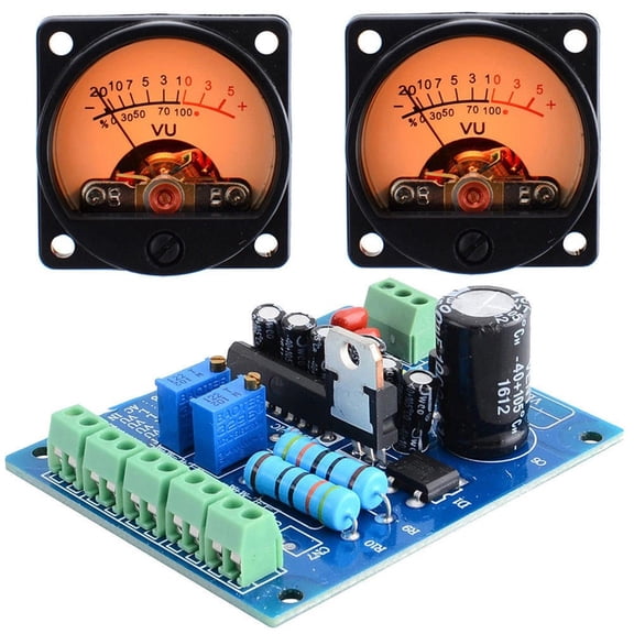 Analog Vu Meter Panel Kit 2Pcs With Backlight And Driver Board For Accurate Decibel Level Testing And Audio Use